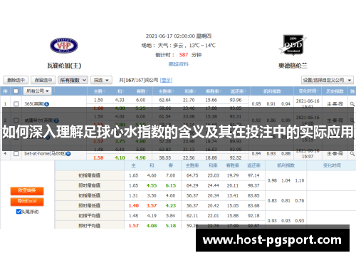 如何深入理解足球心水指数的含义及其在投注中的实际应用